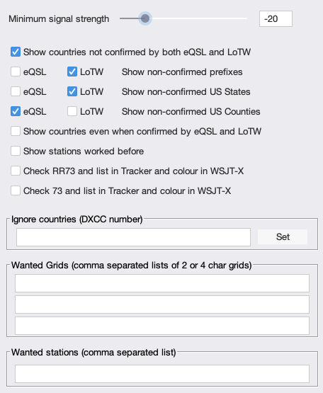 tracker setup window